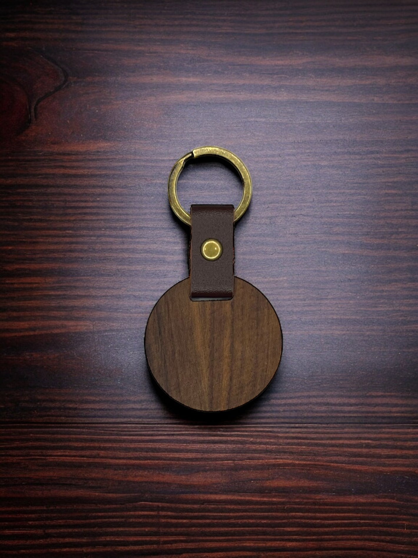 Blank Rounded Walnut Keychain